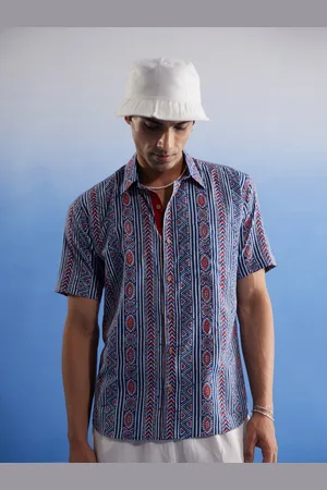 Vastramay Premium Ethnic Motifs Printed Cotton Casual Shirt