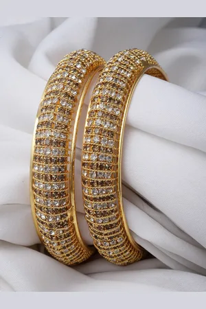 Sukkhi Set Of 2 Gold Plated American Diamond Studded Bangles