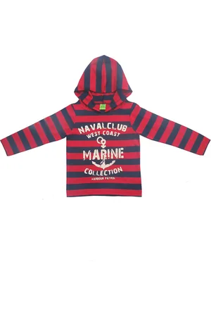 Clothe Funn Boys Striped Hooded Cotton Pullover Sweatshirt