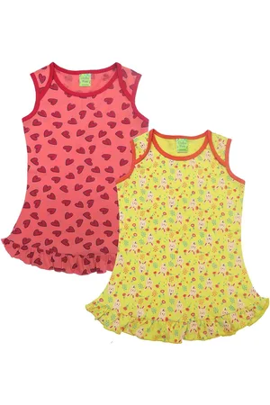 Clothe Funn Infant Girls Pack Of 2 Conversational Printed Cotton A-Line Dress