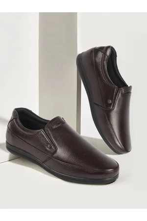 FAUSTO Men Textured Formal Genuine Leather Slip-On Shoes