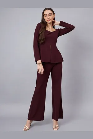 Chemistry Sweetheart Neck Peplum Top With Flared Trousers