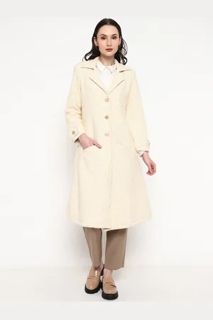BE INDI Ethnic Motifs Self Design Notched Lapel Collar Acrylic Longline Overcoat