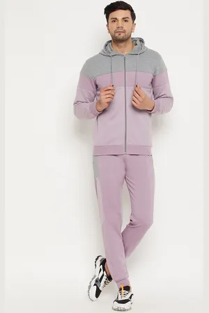 WILD WEST Colourblocked Hooded Neck Long Sleeves Cotton & Fleece Tracksuit