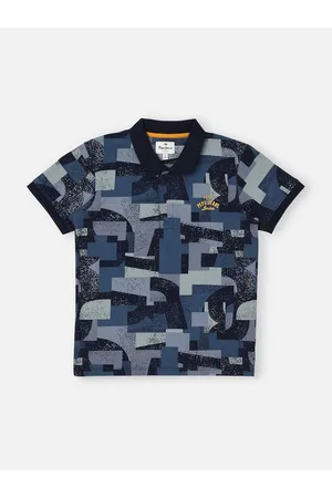 Pepe Jeans Boys Abstract Printed Polo Collar Regular Fit Cotton T-shirt