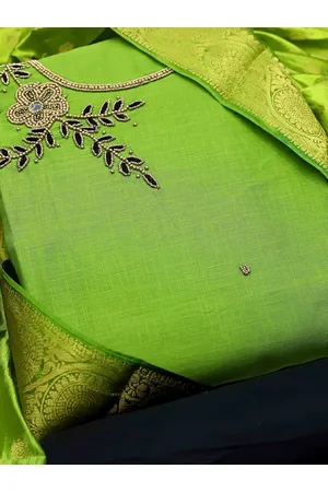 MANVAA Floral Embroidered Beads and Stones Unstitched Dress Material