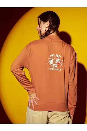 Bewakoof Orange Official Disney Merchandise Printed Drop Shoulder Oversized Sweatshirt