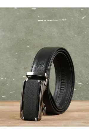 Teakwood Leathers Men Black Textured Leather Formal Belt