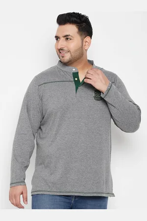Bigbanana Plus Size Band Collar Bio Finish Pure Cotton T-shirt