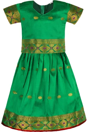 Wish Karo Girls Woven Design Ready to Wear Satin Lehenga & Blouse