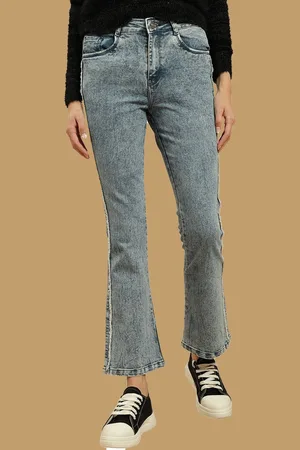 BEATNIK Women Bootcut High-Rise Heavy Fade Clean Look Stretchable Cropped Jeans