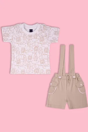 Wish Karo Kids Boys Cotton Dungaree With Printed T-shirt