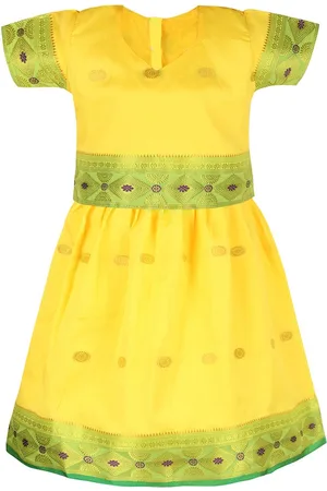 Wish Karo Girls Woven Design Ready to Wear Satin Lehenga & Blouse