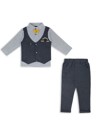 Wish Karo Boys Striped Shirt With Trousers & Waistcoat