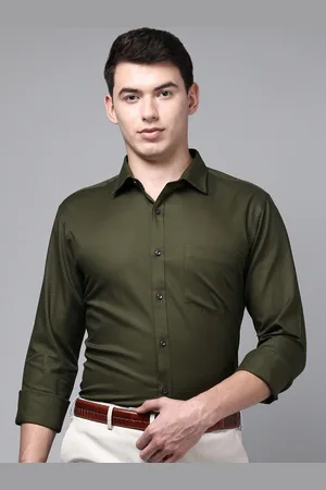 Park Avenue Men Olive Green Slim Fit Formal Shirt