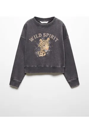 MANGO Girls Typography & Graphic Printed Pure Cotton Sweatshirt