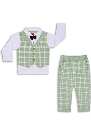 Wish Karo Boys Checked Shirt With Trousers & Waistcoat