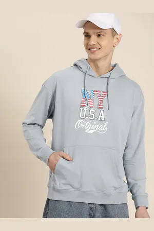 HERE&NOW Men Printed Relaxed Fit Hoodie Sweatshirt