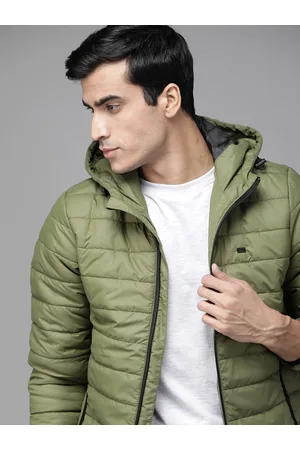 Buy Roadster Men Olive Green Solid Hooded Padded Jacket - Jackets for Men  5388175 | Myntra