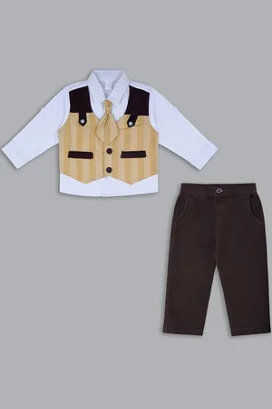 Wish Karo Boys Shirt with Attached Waistcoat And Trouser