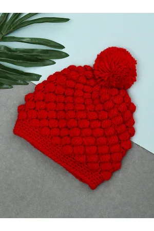 FUNKRAFTS Kids Self Design Winter Beanie Cap with Pom Pom