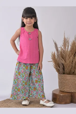 Sangria Girls Printed Pure Cotton Kurti With Palazzos