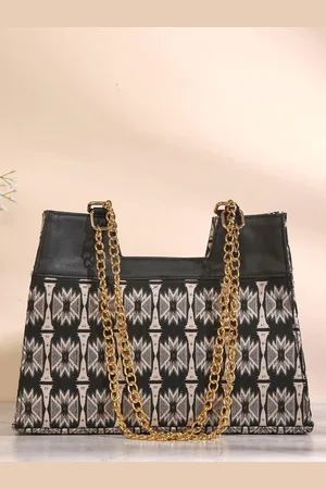 DEEBACO Ethnic Motifs Printed Structured Handheld Bag