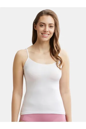 Women Off White Solid Thermal Camisole