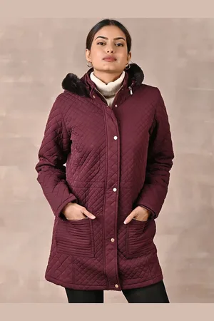 Lakshita Women Plus Size Longline Outdoor Hooded Quilted Jacket