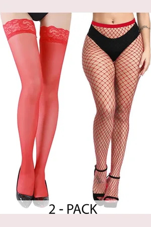 BAESD Pack Of 2 Self Designed Sheered Stockings