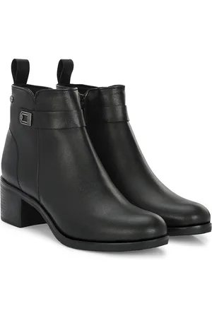 Delize Women High Top Block Heeled Zip Up Chelsea Boots