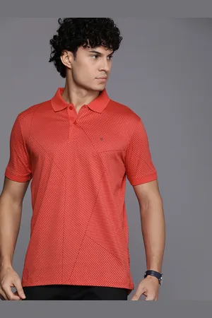 Louis Philippe Striped Polo Collar Pure Cotton T-shirt