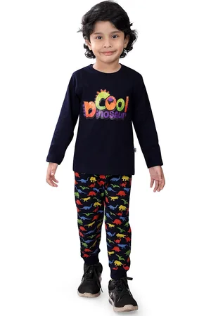 BUMZEE Boys Typography Printed Pure Cotton T-shirt with Pyjamas