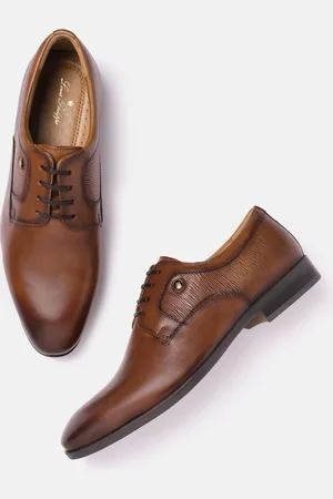 Louis Philippe Men Textured Detail Leather Formal Derbys
