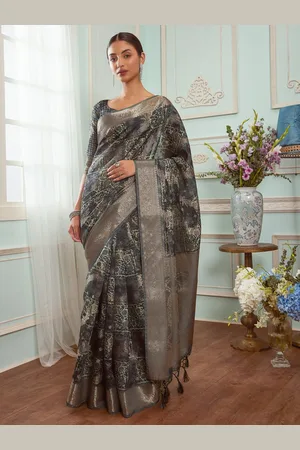 Buy Soch Womens Earth Floral Embroidery Georgette Saree with Unstitched  Blouse online