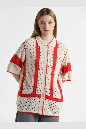 ONLY Striped Short Sleeves Longline Acrylic Cardigan Sweater