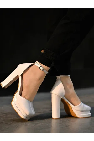 Shoetopia Zepto Square Toe Platform Pumps With Ankle Loop
