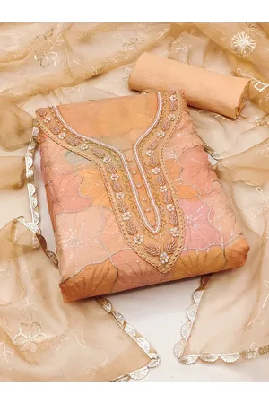 Kalini Ethnic Motifs Embroidered Sequined Organza Unstitched Dress Material