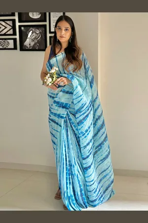 Anouk Tie and Dye Sequinned Pure Georgette Designer Saree