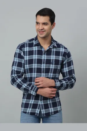 CANTABIL Comfort Regular Fit Tartan Checks Spread Collar Long Sleeves Casual Shirt
