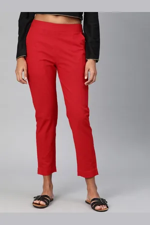 Kalini Women Smart Slim Fit Cotton Trousers