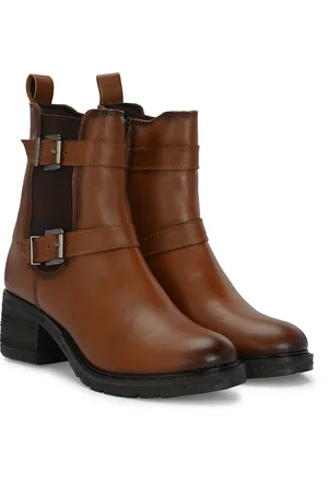 Delize Women Vegan Leather Block-Heeled Zip-Up Chelsea Boots