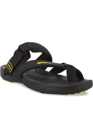 Sparx Men Black & Yellow Solid Sports Sandals