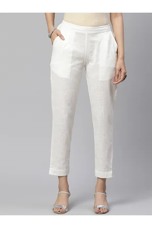 Kalini Women Smart Slim Fit Cotton Cigarette Trousers