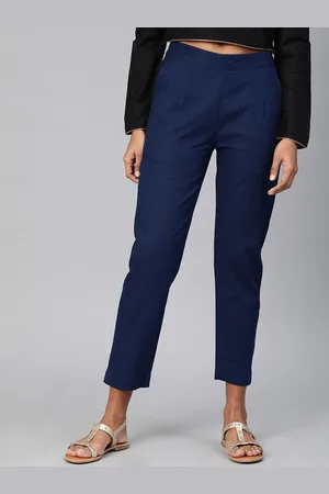 Kalini Women Smart Slim Fit Cotton Trousers