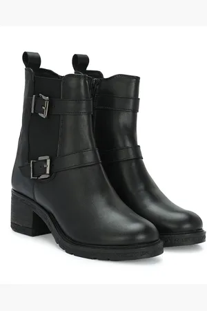 Delize Women Vegan Leather High-Top Block-Heeled Zip-Up Chelsea Boots