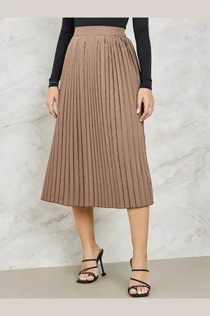 Styli Pleated A-Line Midi Skirt