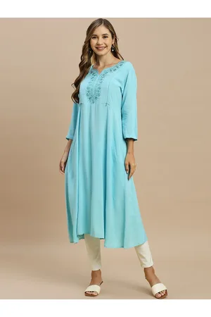 MomToBe Floral Yoke Designed Thread Work Anarkali Maternity Kurta