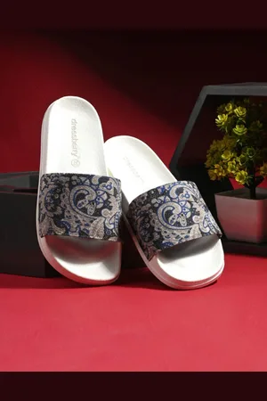 DressBerry Women Blue Ethnic Motifs Printed Sliders