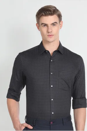 Arrow Regular Fit Tattersall Checks Spread Collar Long Sleeve Pocket Formal Shirt